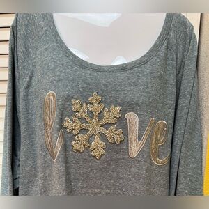 Cato Blue/Green Sweatshirt with Silver Love Design